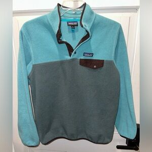 Patagonia Synchilla Snap-T Fleece Pullover Jacket Medium Teal Brown Grey